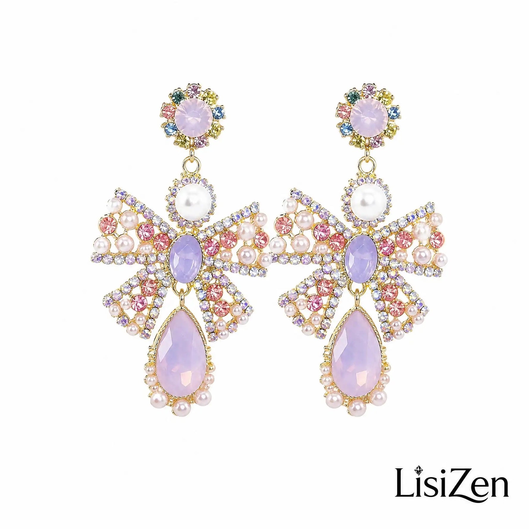 Pink Pearl Bow Earrings