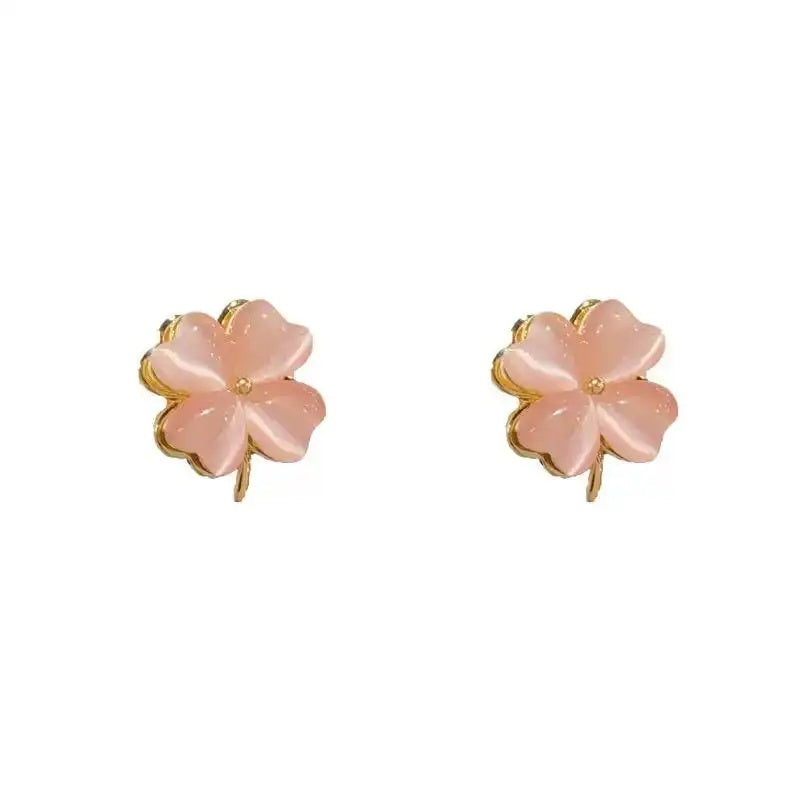 Pink Rotating Floral Stud Earrings