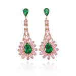 Pink Teardrop Crystal Drop Earrings