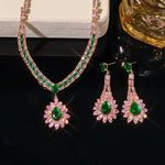 Pink Teardrop Crystal Drop Earrings