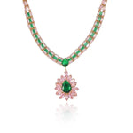 Pink Teardrop Cz Crystal Drop Earrings