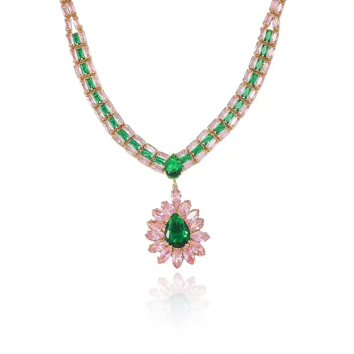 Pink Teardrop Cz Crystal Drop Earrings