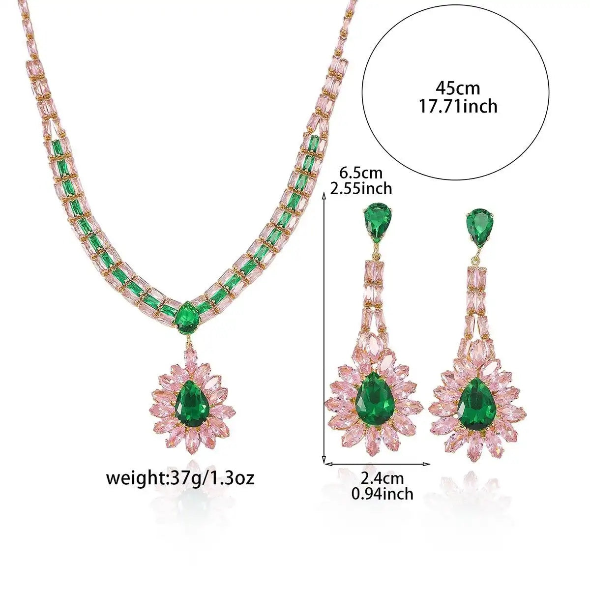 Pink Teardrop Cz Crystal Drop Earrings