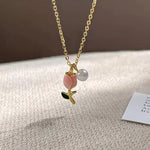 Pink Tulip Pearl Necklace