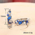 Platinum Blue Diamond Colorful Gem Hoop Earrings