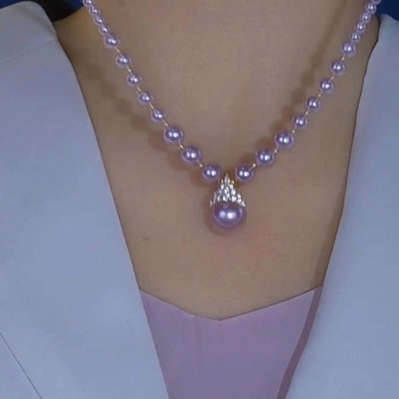 Princess Lock Chain Purple Crystal Necklace