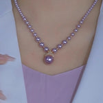 Princess Lock Chain Purple Crystal Necklace