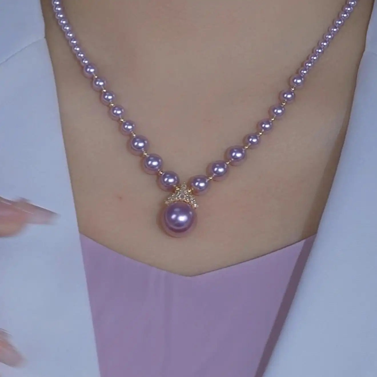 Princess Lock Chain Purple Crystal Necklace
