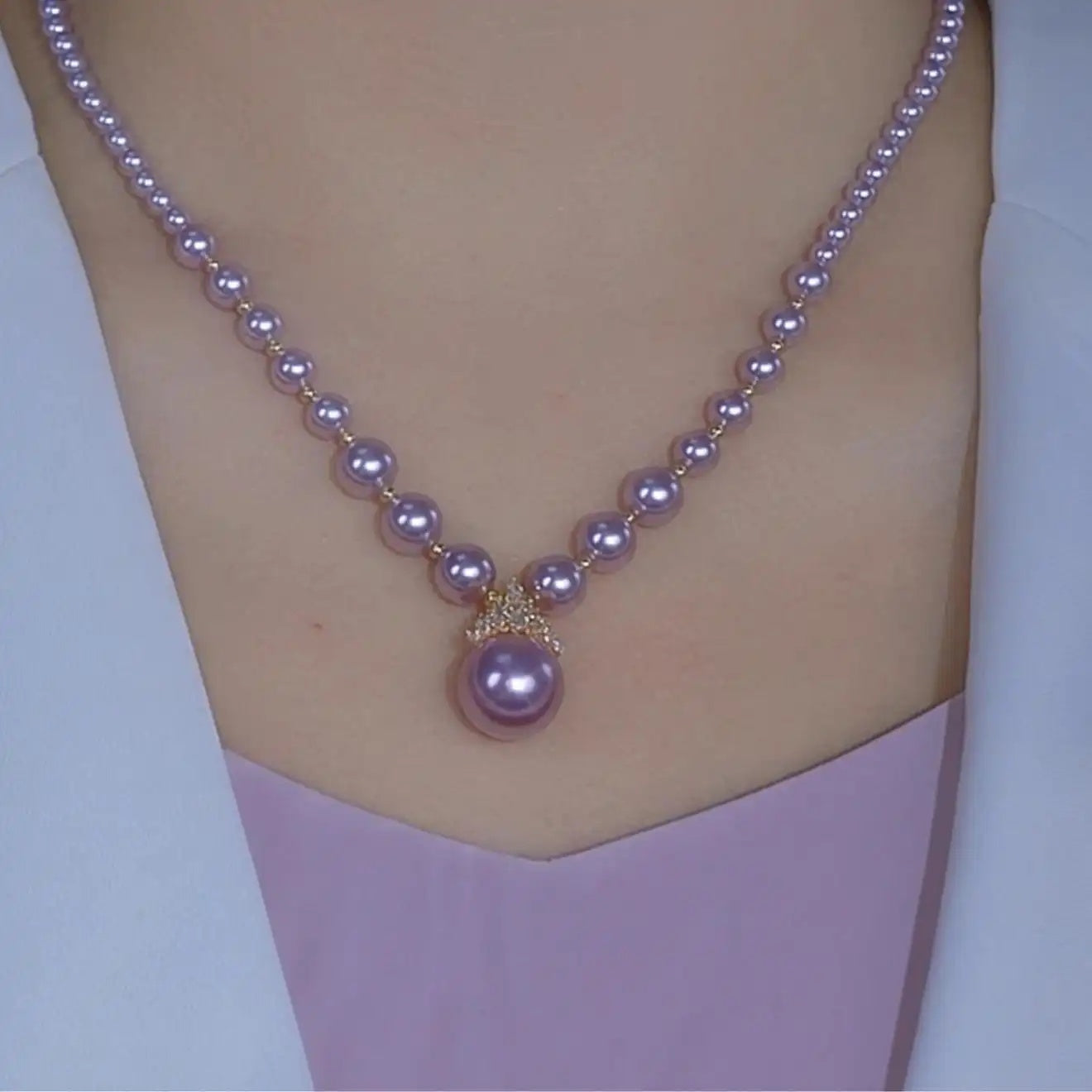 Princess Lock Chain Purple Crystal Necklace