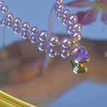 Princess Square Purple Crystal Fish Necklace
