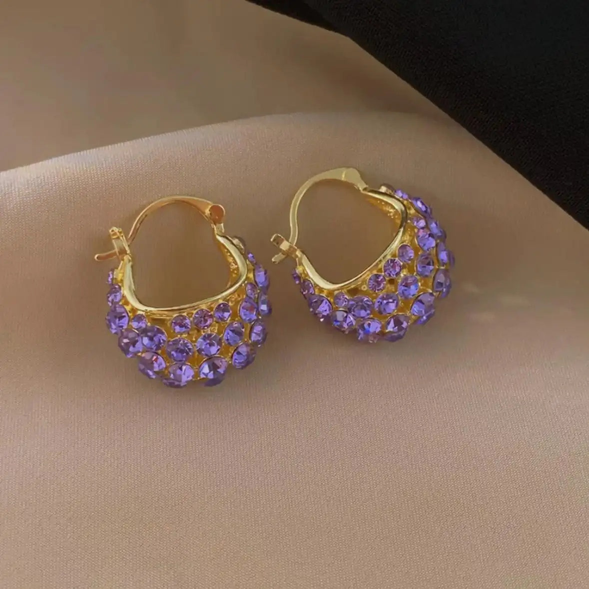 Purple Basket Teardrop Drop Earrings