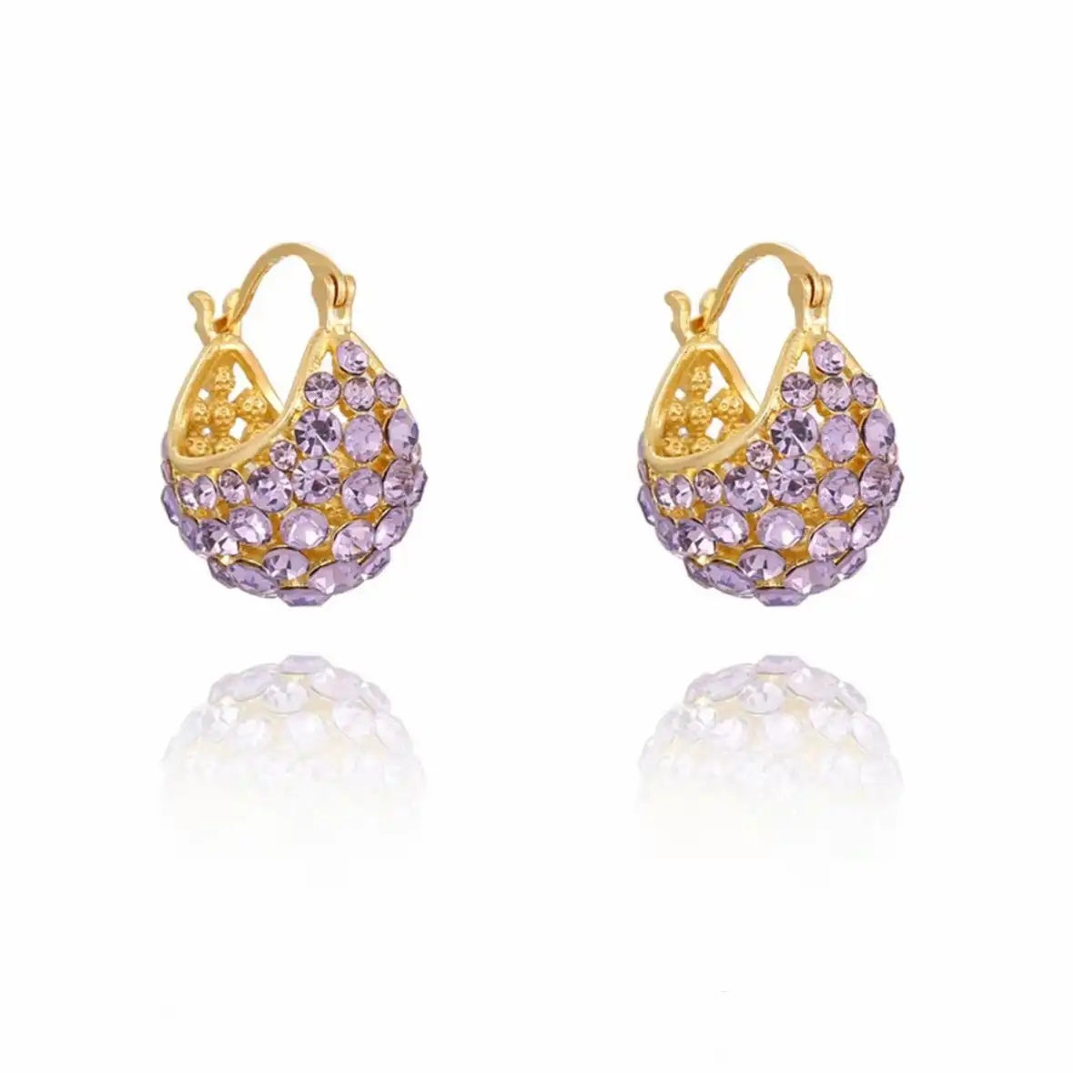 Purple Basket Teardrop Drop Earrings