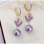 Purple Bead Crystal Ear Cuffs