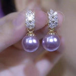 Purple Bead Wheat Tassel Drop Earrings