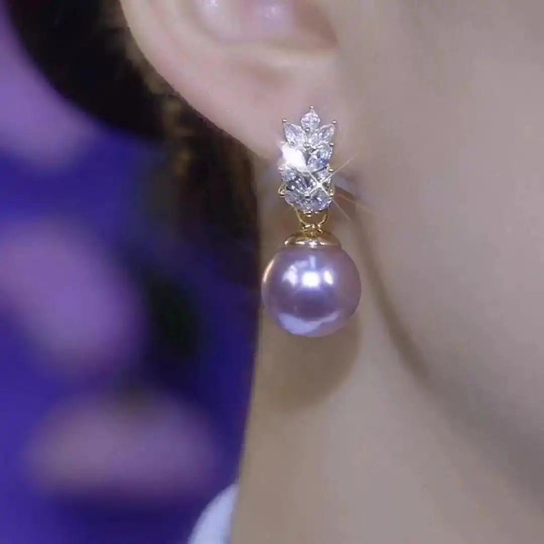 Purple Bead Wheat Tassel Drop Earrings