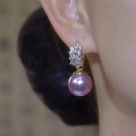 Purple Bead Wheat Tassel Drop Earrings