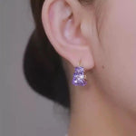 Purple C-Shape Basket Drop Earrings