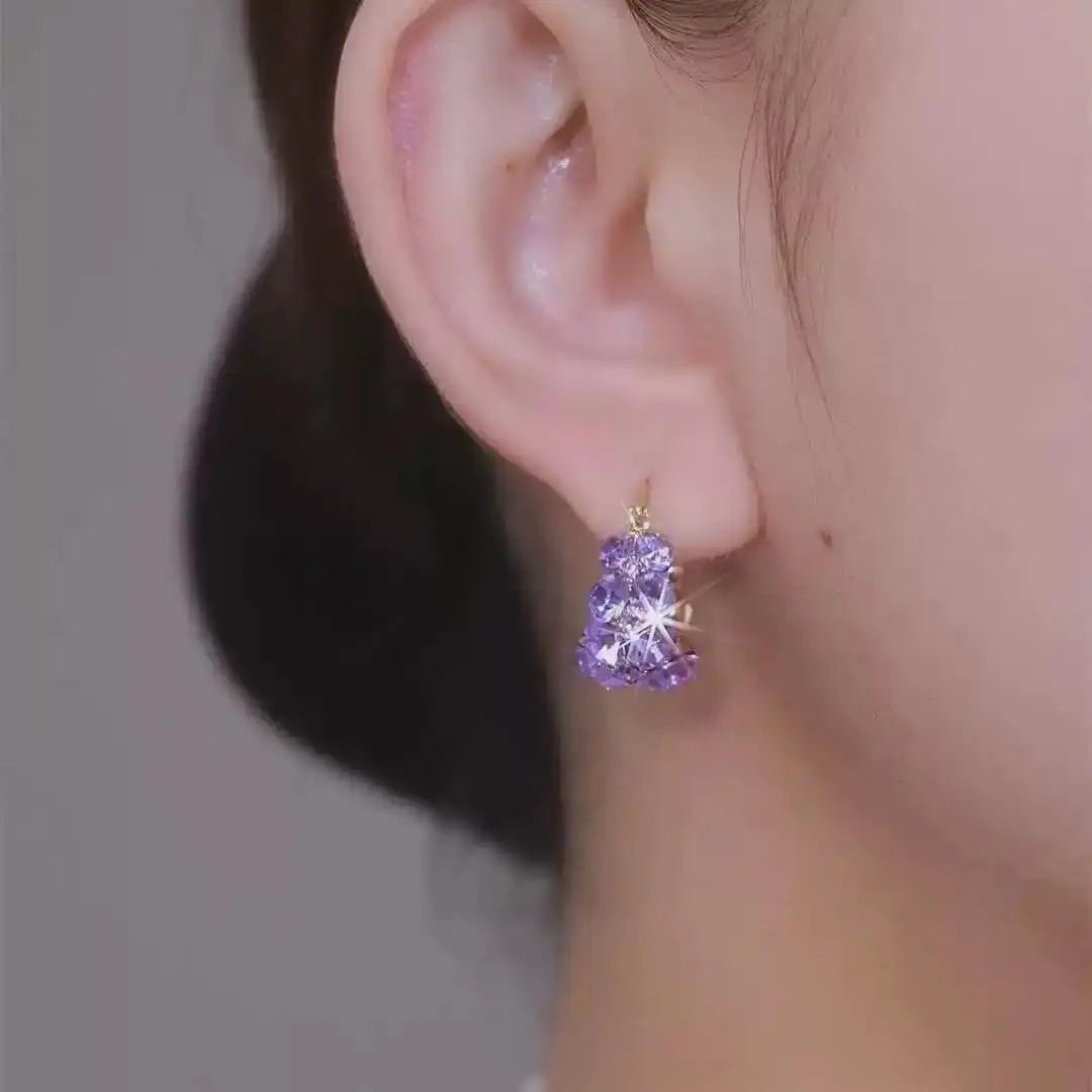 Purple C-Shape Basket Drop Earrings