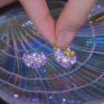 Purple C-Shape Basket Drop Earrings