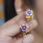 Purple Camellia Flower Spring Sense Earrings