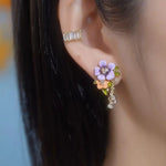 Purple Camellia Flower Spring Sense Earrings