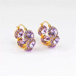 Purple Chunky Crystal Hoop Earrings