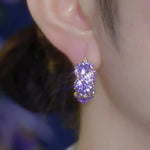 Purple Chunky Crystal Hoop Earrings