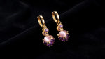 Purple Crystal Ball Hoop Earrings