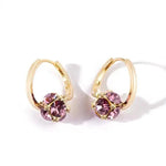 Purple Crystal Blossom Hoop Earrings