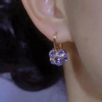 Purple Crystal Cluster Hoop Earrings