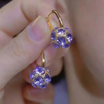 Purple Crystal Cluster Hoop Earrings