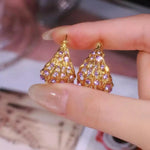 Purple Crystal Dome Stud Earrings