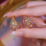 Purple Crystal Dome Stud Earrings