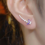 Purple Crystal Ear Crawler Earrings