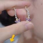 Purple Crystal Ear Crawler Earrings