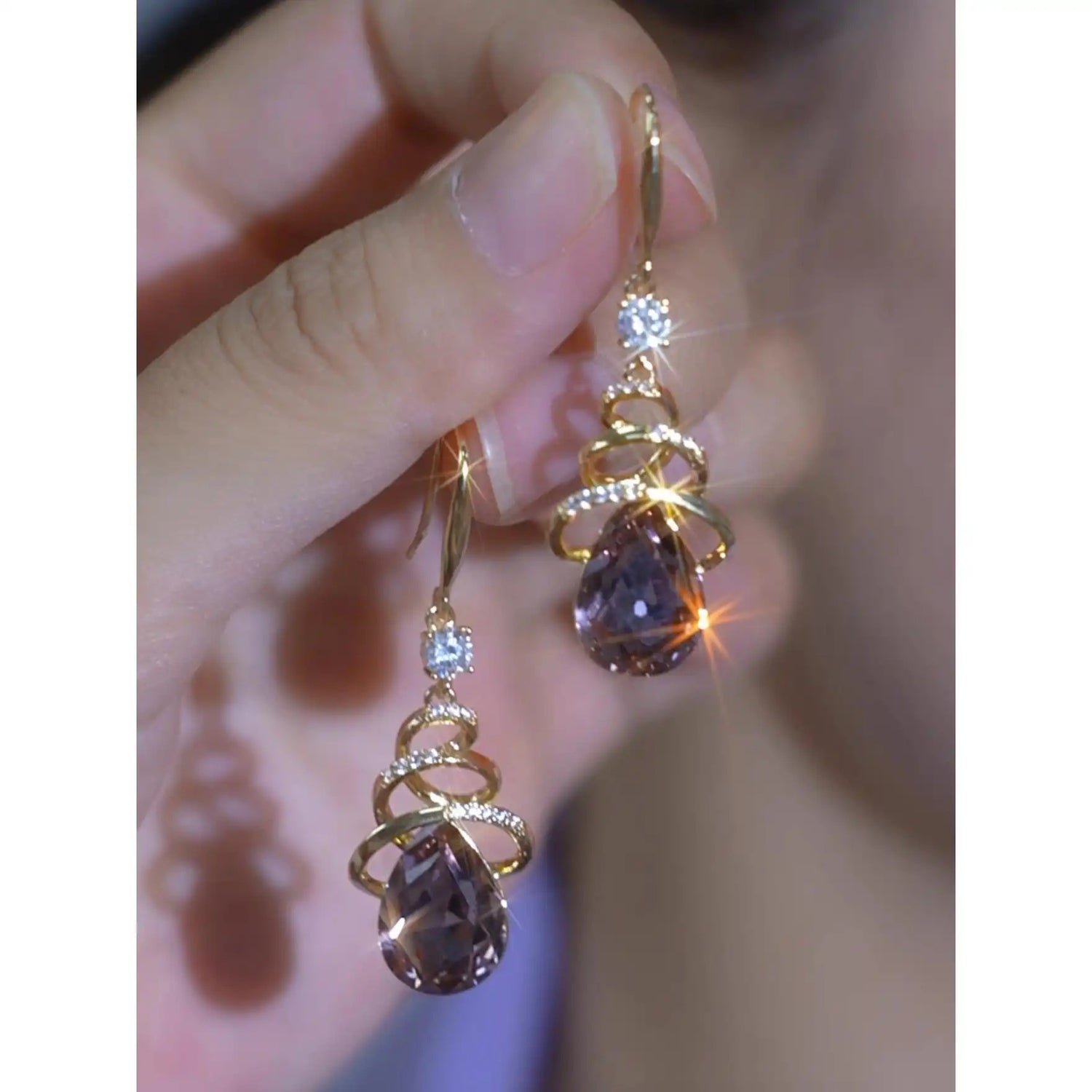 Purple Crystal Earrings