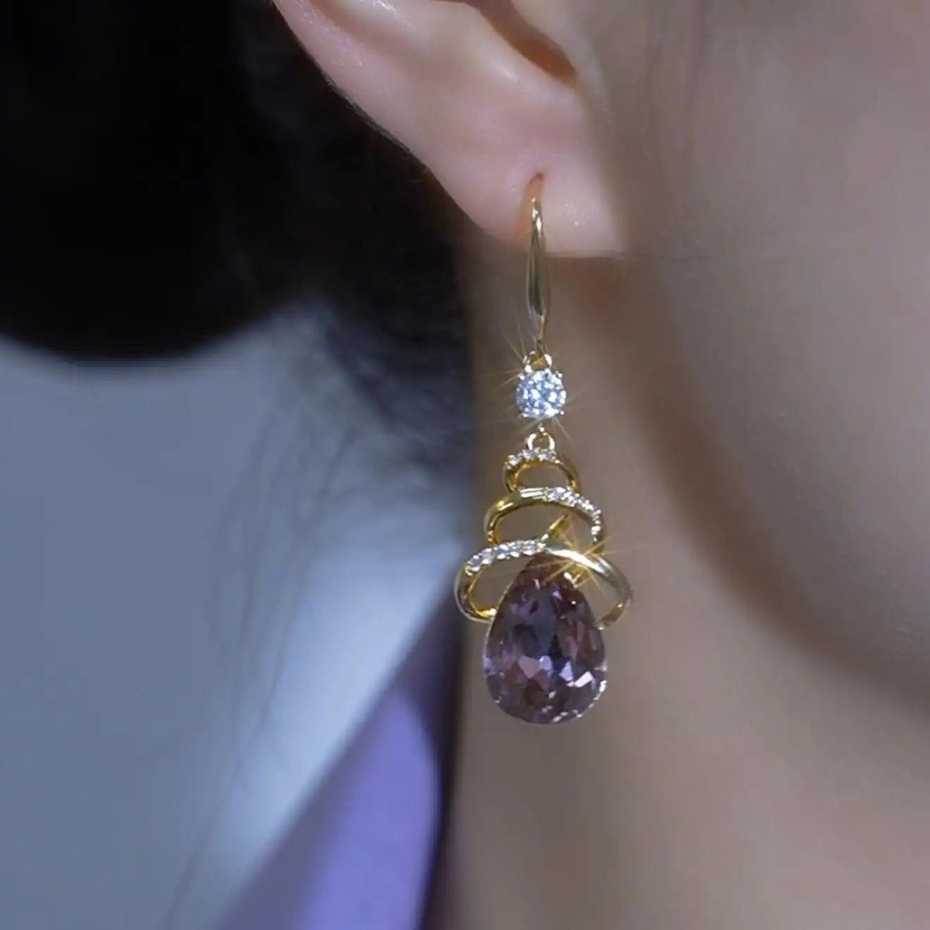Purple Crystal Earrings