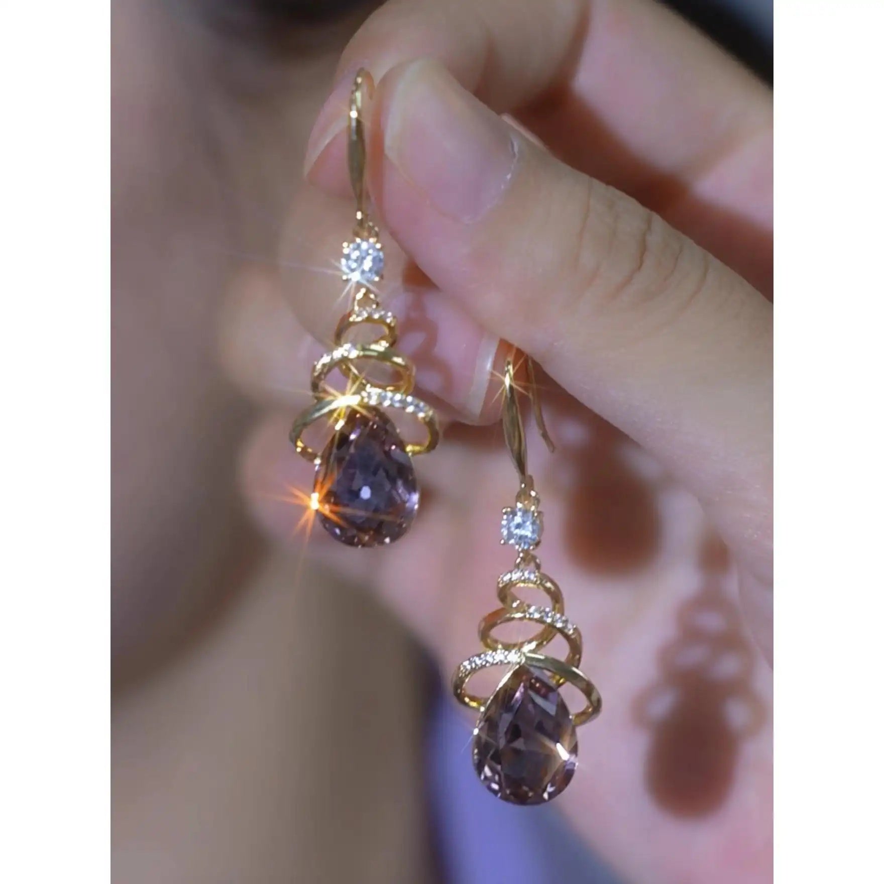 Purple Crystal Earrings