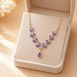 Purple Crystal Flower Bridal Necklace