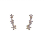 Purple Crystal Flower Cluster Stud Earrings