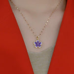 Purple Crystal Flower Necklace