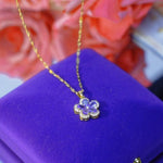 Purple Crystal Flower Necklace