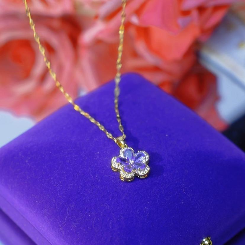 Purple Crystal Flower Necklace