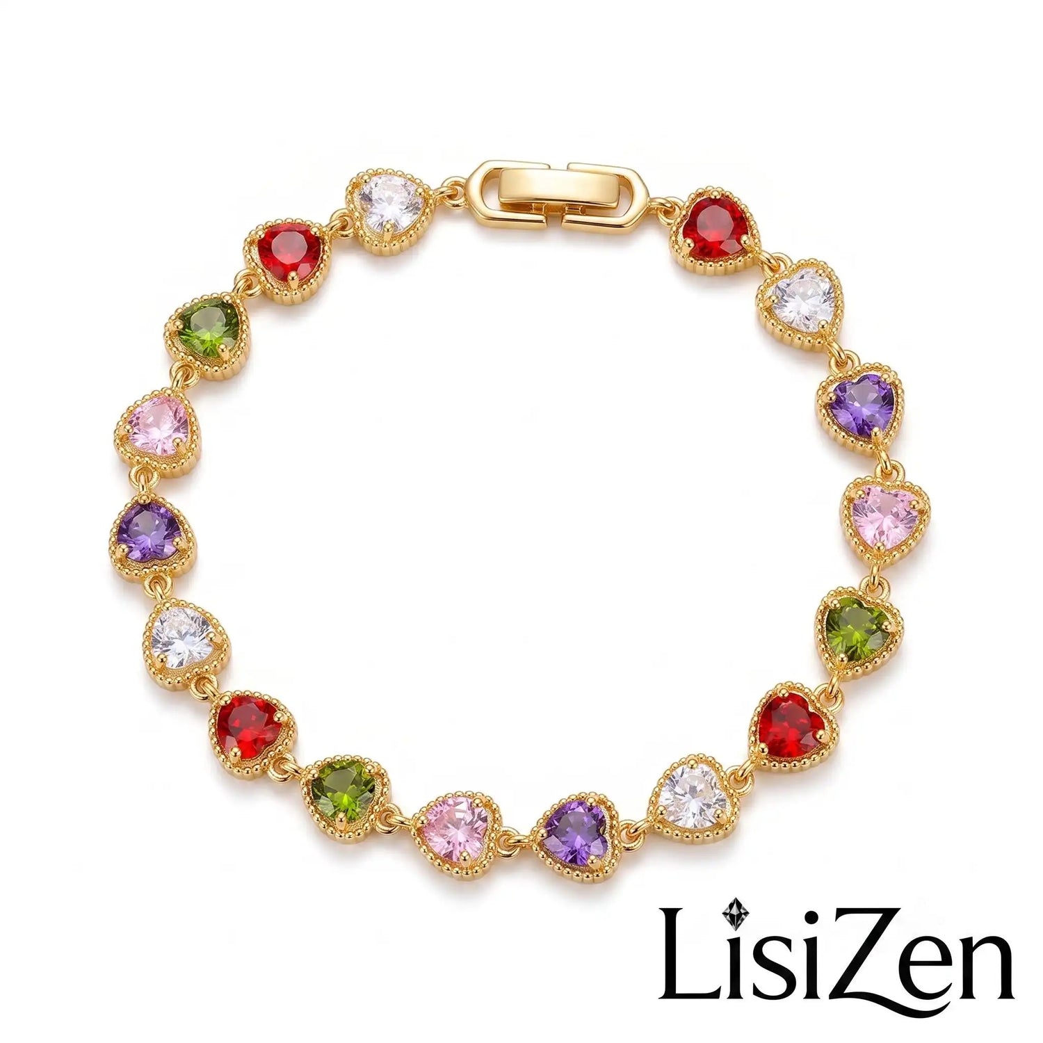 Purple Crystal Heart Bracelet