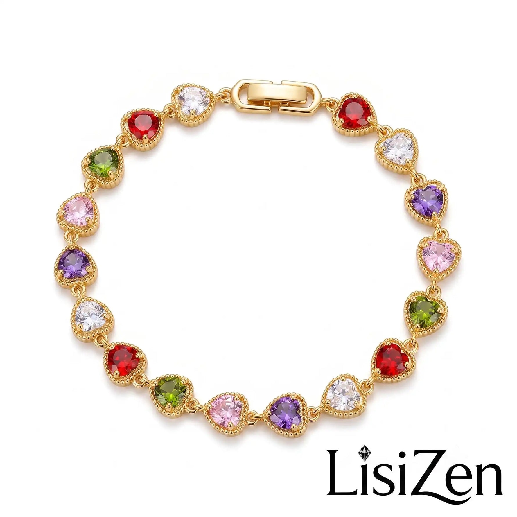 Purple Crystal Heart Bracelet