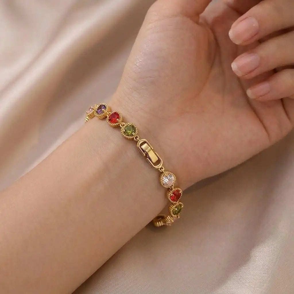 Purple Crystal Heart Bracelet