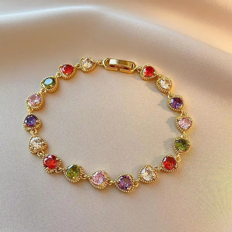 Purple Crystal Heart Bracelet