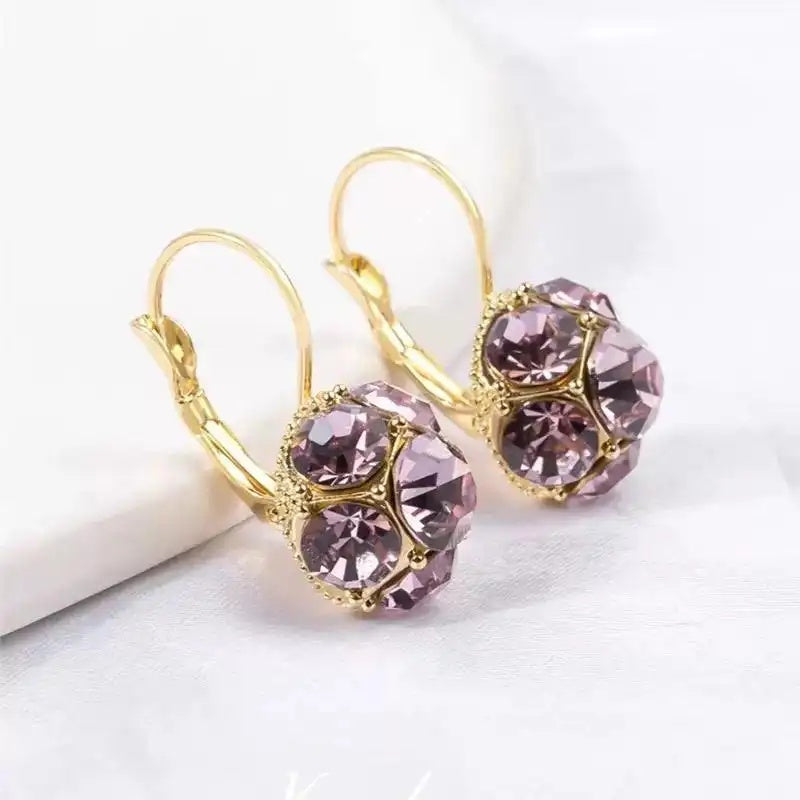 Purple Crystal Hoop Earrings