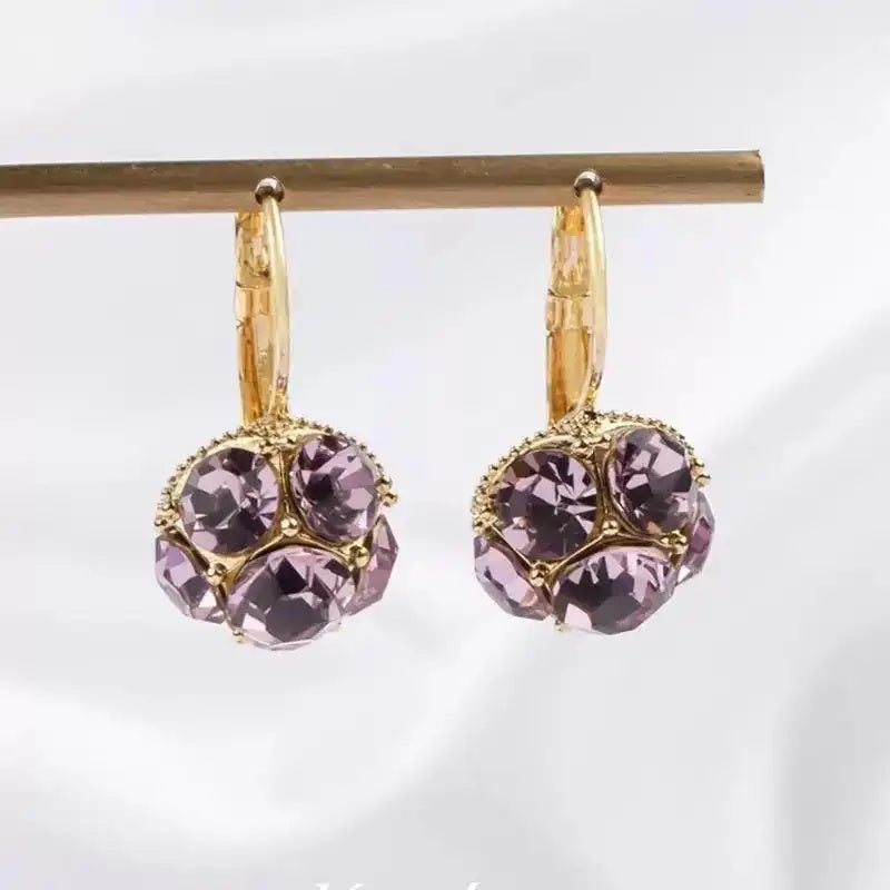 Purple Crystal Hoop Earrings