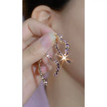 Purple Crystal Korean Hoop Earrings